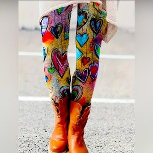 NEW! Cute Heart Print Leggings. XXL (14)
